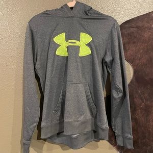 Heather grey and green under armor sweatshirt. Size medium.